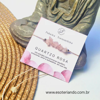 Pulseira Tornozeleira delicada de Quartzo rosa - Amor e auto estima