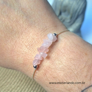 Pulseira Tornozeleira delicada de Quartzo rosa - Amor e auto estima