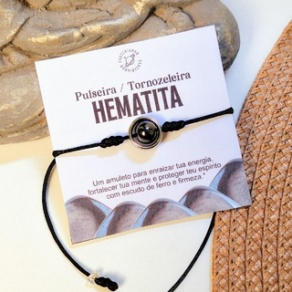 Pulseira/tornozeleira ajustável de Hematita | Fio de seda preto | Escudo protetor - comprar online