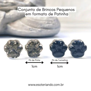 kit 2 pares de Brincos Artesanal Patinha de cristal e Resina - pedra pirita e pedra turmalina preta