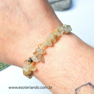 Pulseira cascalho quartzo rutilado - Prosperidade e vitórias constantes