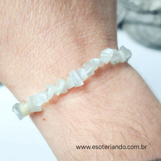 Pulseira cascalho Selenita Branca