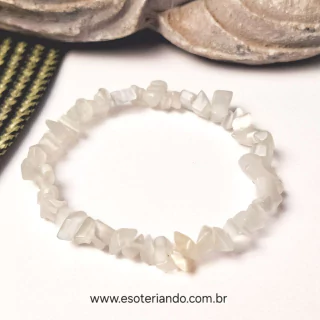 Pulseira cascalho Selenita Branca