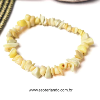 Pulseira cascalho de Quartzo com enxofre - combate inveja e energias densas