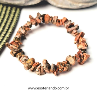 Pulseira de pedra em cascalho Jaspe Leopardita