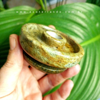 Porta vela palito em pedra sabão - Esteatita