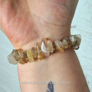 Pulseira cascalho quartzo rutilado GRAUDO- Prosperidade e vitórias constantes