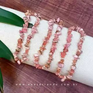 Pulseira Cascalho de Rodocrosita natural qualidade extra