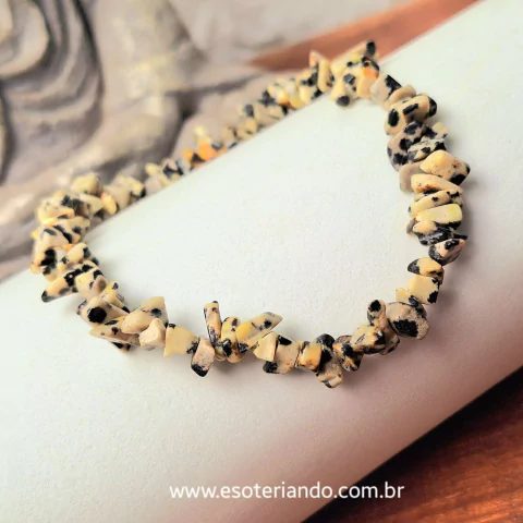 Pulseira de Cascalho de Jaspe Dálmata