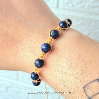 Pulseira Macrame esfera Lápis Lazuli