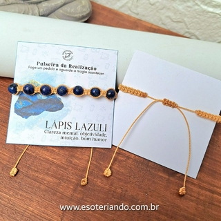 Pulseira Macrame esfera Lápis Lazuli