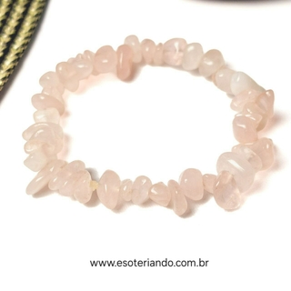 Pulseira cascalho Quartzo rosa