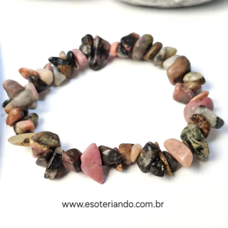 Pulseira cascalho Rodonita - Cura emocional e amor próprio