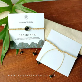 Pulseira / Tornozeleira de obsidiana negra