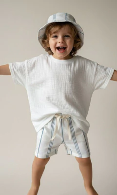 SHORT RAYAS CELESTE - comprar online