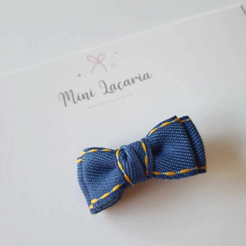 Mini Hairclip Jeans Miolo Torcido | jeans azul escuro