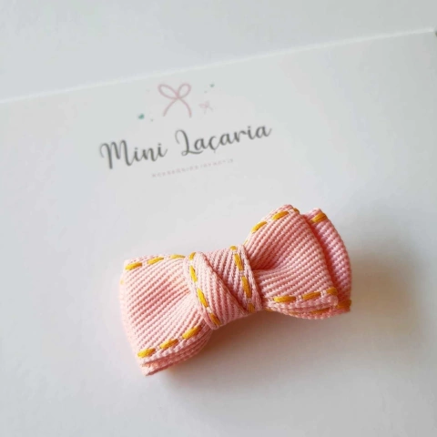 Mini Hairclip Jeans Miolo Torcido | jeans rosa