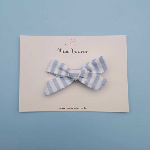 Laço Paris P | Listrado Azul e Branco