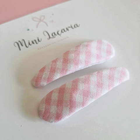 Dupla de Tic Tacs forrados | xadrez rosa bebê e branco