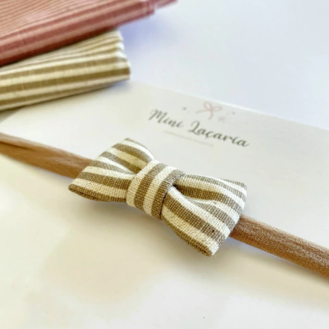 Laço Florença Mini | listradinho bege - comprar online