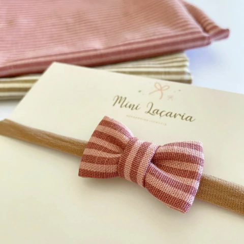 Laço Florença Mini | listradinho rosa pálido - comprar online