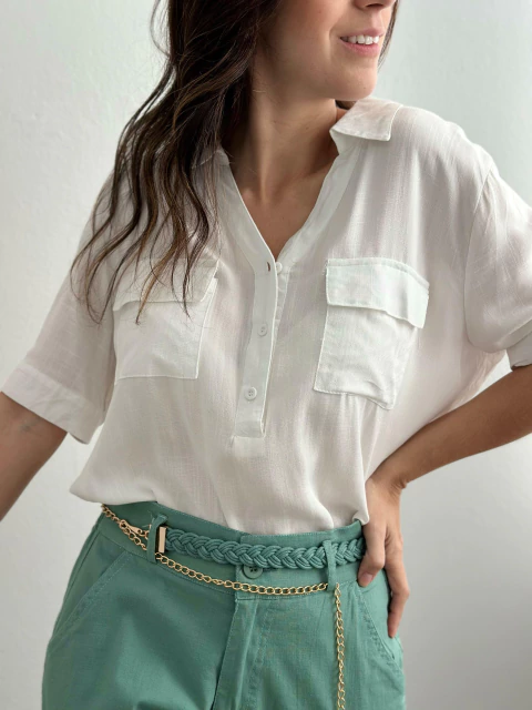 CAMISA DE BOTÕES COM GOLA ROBERTA - comprar online
