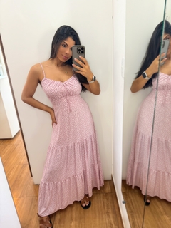Vestido Acácia estampado rosa
