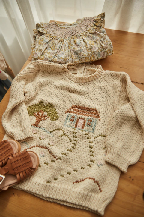 Sweater casita tejido a mano hilo