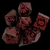 Set de Dados Metálicos Estilo Cthulhu Negros con Numeros Rojos