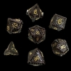 Set de Dados Metálicos Estilo Griego Cromo Oscuro con Dorado