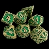 Set de Dados Metálicos Estilo Llama Verde y Dorado