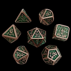 Set de Dados Metálicos Armas y Escamas en Verde y Bronce - comprar online