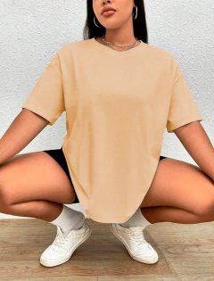Camiseta Ombro Caído Sólido 100% Algodão T-shirt - K&K FASHION