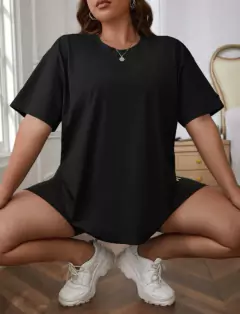 Imagem do Camiseta Ombro Caído Sólido 100% Algodão T-shirt