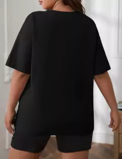 Camiseta Ombro Caído Sólido 100% Algodão T-shirt