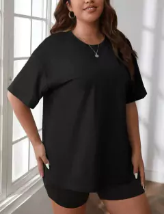 Camiseta Ombro Caído Sólido 100% Algodão T-shirt na internet
