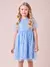 VESTIDO DE TULE AZUL COM PAETÊ MOMI