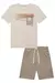 Conjunto Menino Infantil Curto de Camiseta em Meia Malha e Bermuda em Mesclado Bicolor com Elastano 73878 LucBoo