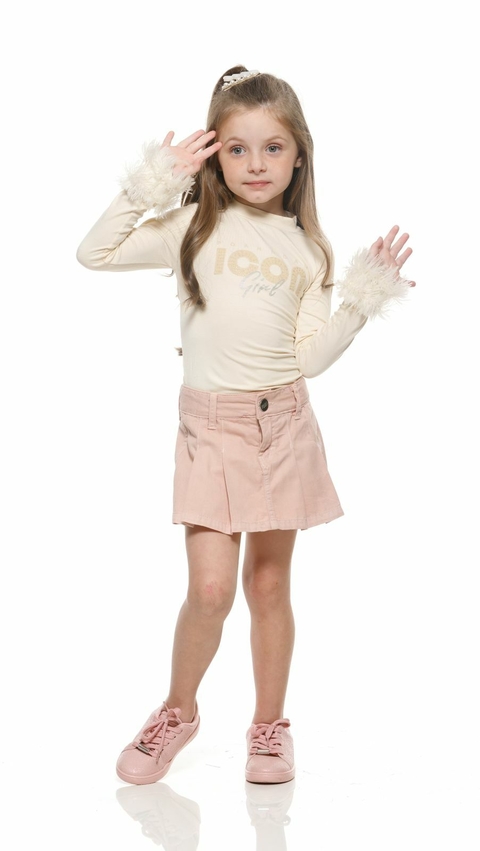 Shorts saia prega color Rose Poah Noah