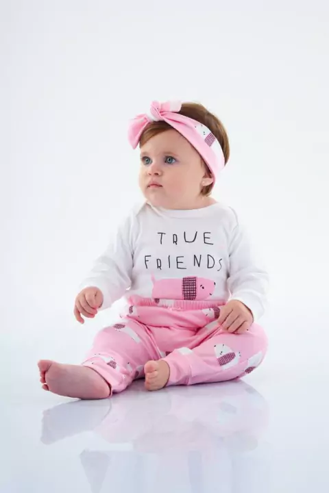 Kit Body Manga Longa Calça e Faixa em Suedine Up Baby