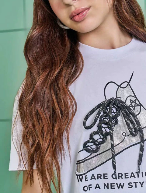 BLUSA BOXY TEEN FEMININO TÊNIS CADARÇO INTERATICO BRANCO DWAY