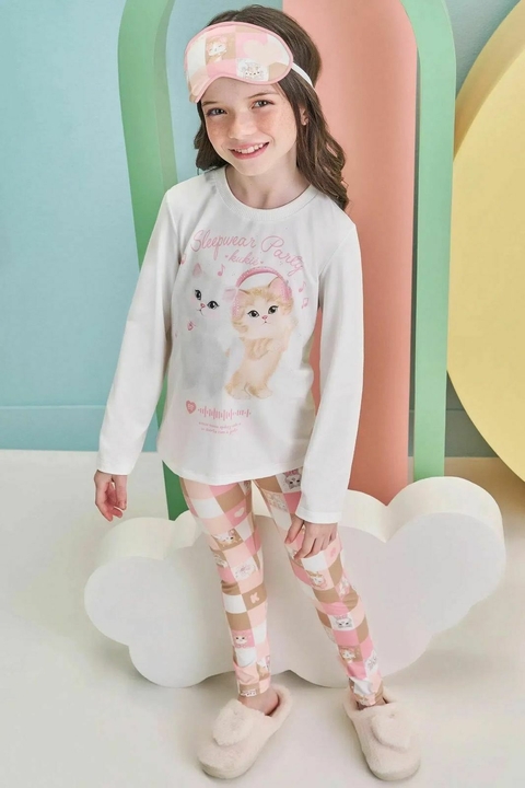 Pijama com Blusa e Calça Legging em Malha Comfy 79212 Kukiê Infantil Menina