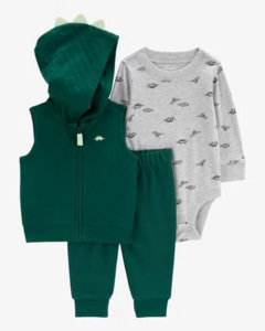 Carters set 3 piezas temporada nueva con chaleco dinosaurio - comprar online