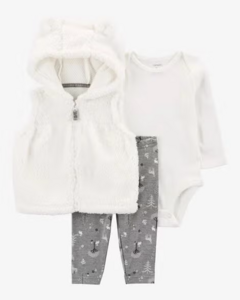 Carters set 3 piezas con chaleco sherpa