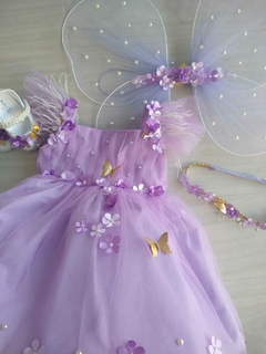 Kit Jardim Encantado Lavanda - Vestido, asa de borboleta e acessório de cabelo na internet