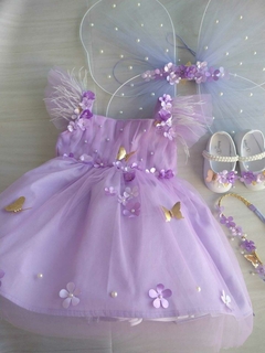 Kit Jardim Encantado Lavanda - Vestido e Acessórios - Flora Vestindo Sonhos