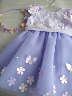 Vestido Jardim - lilás + asa de borboleta - Flora Vestindo Sonhos