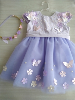 Vestido Jardim - lilás + asa de borboleta