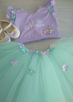 Imagem do Conjunto Cropped personalizado e saia tutu sereia