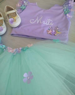 Conjunto Cropped personalizado e saia tutu sereia
